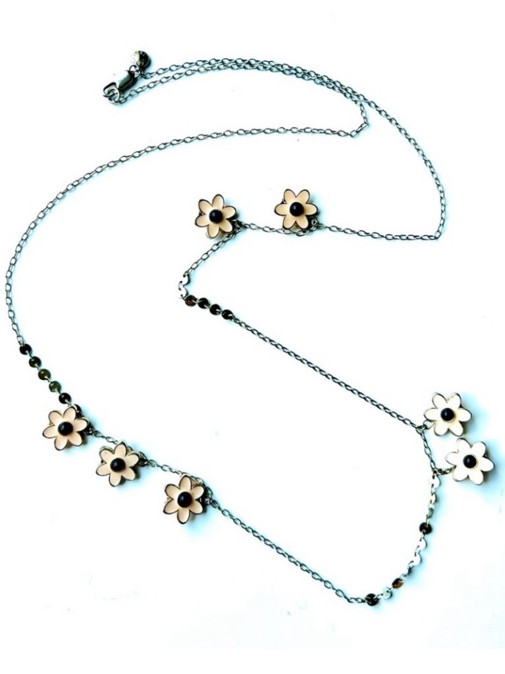 Delicate Flower Chain Necklace - light pink & Black Floral Accents- jcrew